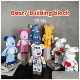 Blocks Color Net Red Love Violent Bear Series Assemble Building Block Toy Model Bricks With Lighting Set Anti Toys For Kids Gift Drop Dhdmk