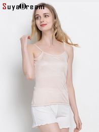 Camisoles Tanks SuyaDream 3 Pieces/Batch Women's Silk Camis Natural Silk Solid Basic Comfortable T-shirt Spring/Summer Bottom White Pink 230407