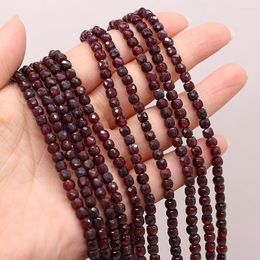 Beads 4mm Natural Stone Garnet Small Faceted Square Bead For Jewelry Making Diy Elegant Necklace Bracelet Accessories