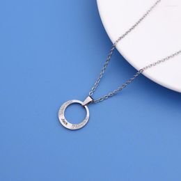 Pendant Necklaces Stainless Steel Customised Name Round Ring Necklace With Clear Crystal - Perfect For Girlfriend Lovers Mother