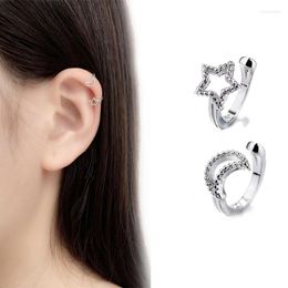 Backs Earrings Korean Fashion Fake Piercing Star Moon Ear Clips For Women Vintage Silver Color Jewelry Wholesale Pendientes Mujer 2023