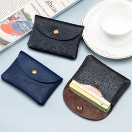 Card Holders Leather Business Mini Purse Men's Women's Smart Holder Thin Money Case Coin Soft Cow Bag Gift