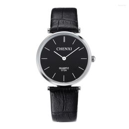 Wristwatches Chenxi Brand Simple Watch Creative Mineral Stylish Quartz Women Men Lover Leather Ultra Thin Dial Casual WristWatch