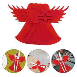 Dinnerware Sets 4pcs Xmas Angel Shaped Fork Bags Christmas Tableware Cover Decors