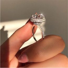 Vintage Lab Diamond Ring 925 Sterling silver Engagement Wedding Band Rings for Women Bridal Promise Party Jewellery Gift