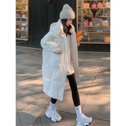 Student Hooded White Duck Down Jacket For Mid 2023 New Loose And Thickened Knee Length Women's Winter Coat
