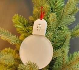 5pcs Bag Parts Sublimation DIY White Acrylic blanks Circle LED Light Christmas Tree Pendant