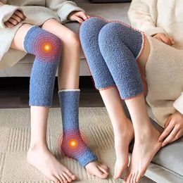Women Socks Winter Knee Protection Thickened Plush High Elasticity Warm Coral Fleece Cold-proof Sleep Stockings Super Soft Leg Warmer