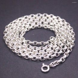 Correntes Sólidas 925 Sterling Silver Chain Homens Mulheres 3.2mm Square Cable Link Colar 21-22g / 65cm