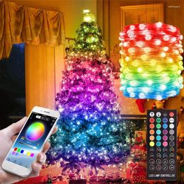 Strings 20M 200 LED RGBIC Smart APP Fairy String Light Garland With Remote Controlled Christmas Tree For Holiday Decor