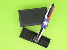 High Quality One Star Flag 7 Inch 616 Mini Automatic Tactical Knife 440C Black + Wire Drawing Blade Zinc-aluminum Alloy Handle EDC Pocket Knives