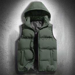 Men's Down Parkas Hooded Vest Jacket Men Puffer Sleeveless Cotton Padded s Keep Warm Thicken Autumn Winter Coats Detachable Hood J231107