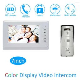 Video Door Phones Home Use Wire Phone System Support Unlock Night Visible Camera For Visitor 7 Inch Lcd Screen 1 To Doorbell Intercom
