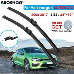 Windshield Wipers Car Wiper Blade For SCIROCCO 24"+19" 2008-2017 Windscreen Windshield Wipers Blades Window Wash Fit Push Button Arm Q231107