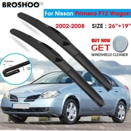 Windshield Wipers Car Wiper Blade For Nissan Primera P12 Wagon 26"+19" 2002-2008 Windscreen Windshield Wipers Blades Window Wash Fit U Hook Arms Q231107