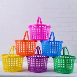 2023 Happy Easter Egg Plastic Basket Holiday Decorative Basket Easter Gift Storage Bucket Hand Picking Basket new