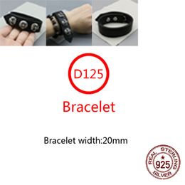 D125 S925 Sterling Silver Cowhide Bracelet Hip Hop Street Fashion Couple Jewellery Personalised Punk Style Solid Cross Flower Letter Shape Lover Gift bangle