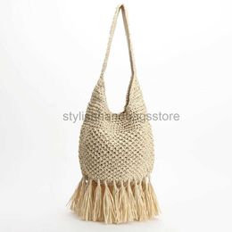 Shoulder Bags INS Woven Straw Soulder Bag 2023 Summer Bag Femalestylishhandbagsstore