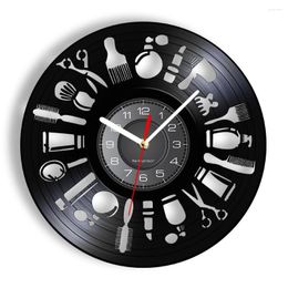 Стрижка настенных часов Стрижка бизнес -логотип записи часов парикмахерская профессиональное оборудование.