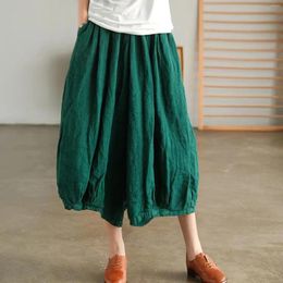 Women's Pants Comfortable And Versatile Summer Linen Bloomers Ladies Elastic Waist Loose Casual In Autumn Of 2023