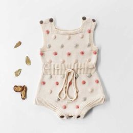 Rompers Knitted baby clothing born baby jumpsuit handmade fluffy baby girl jumpsuit 100% cotton baby boy jumpsuit 230406