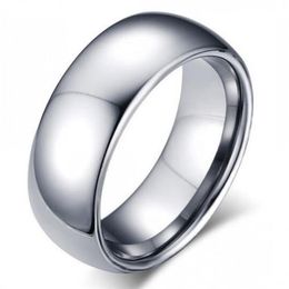 Classic male Real silver 18K white Gold Plated 8mm Titanium Steel Women Men Wedding Ring Top Quality Do not fade Lovers Wedding Je257U