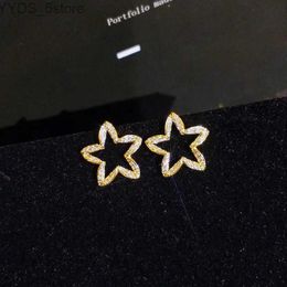 Stud real 18 k gold Woman Stud Earrings Unusual Earings Trend Piercing Small Crystal Vintage Ear Cuffs For Party Women's Jewellery YQ231107