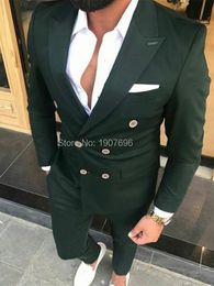 Wedding Tuxedos Double-Breasted Mens Suit Peak Lapel Formal Business Mens Jacket Blazer Groom Tuxedo Coat Pants 215111