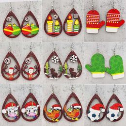 Dangle Earrings Creative Winter Christmas Gloves For Women Wood Cake Candle Teardrop 2023 Jewellery Wholesale