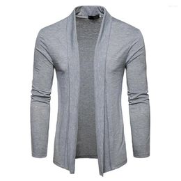 Men's Sweaters Men Spring Fall Cardigan Long Sleeve Lapel Knitted Soft Breathable Open Stitch Casual Simple Style Coat Outwear