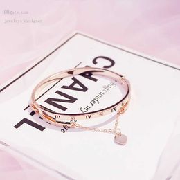 Designer Bracelets Wholesale- Rose Gold Stainless Steel Bracelets Bangles Female Heart Forever Love Brand Charm Bracelet for Women Famous Jewellery