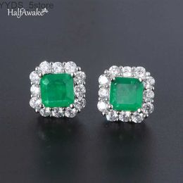 Stud Vintage 7*7mm Square Emerald 1mm Zircon 925 Sterling Silver Needle Piercing Ear Women's Stud Earrings Wedding Party Jewellery Gift YQ231107