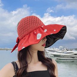 Wide Brim Hats Breathable Lace Up Anti-UV Sunshade Bow Decor Women Sun Hat Travel SupplyWide