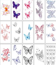 Temporary Tattoos Flower Butterfly Fake Tattoo Pattern Metallic Gold Sliver Waterproof Stickers Water Transfer Sexy Beauty Body Ar2735815