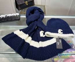 men winter classic designer hats scarves sets knitted schal beanie cashmere letter embroidery beanies scarfs