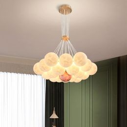 Nordic 3D Printed Moon Lampshade Chandelier LED Hanging Lights Home Decor Living Children's Room Bedroom Furniture Chandeliers