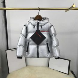 Men's Brand Designer Kids Down Jackets Removable Sleeve Design Baby Winter Clothing Size 110-160 Cm Zipper Pocket Hooded Outwear Aug16 0o69