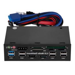 Freeshipping Hot Multifuntion 525 inch Media Dashboard Card Reader USB 20 USB 30 20 pin e-SATA SATA Front Panel Hnukt