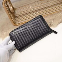 2023 men BU top original single-layer cowhide woven bag clutch bag 1:1 high-quality zipper wallet 5A designer bag original wallet card holder high-quality manufacturer