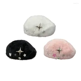 Berets Y166 Star Hat Autumn Winter Women Casual For Walking Shopping Teens Girl Sweet Cabbie Cap Accessories