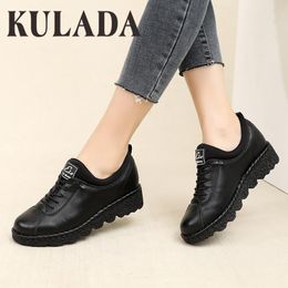 Dress Shoes KULADA Women's Elastic Band Platform Wedge Red And Black Comfortable Non-slip Women Spring Autumn Zapatos