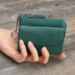 Wallets Women Genuine Leather Lady Mini Zipper Coin Purse Female Small Change Holder Wallet With Key Ring