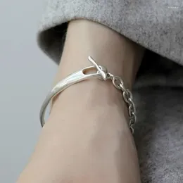 Link Bracelets DAYIN Creative Asymmetry Chain Splicing Bracelet For Women Couples Fashion Simple Scrub Geometric Birthday Jewelry Gifts