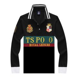Spring New Long Sleeve Polos Shirt for Men High Quality Pure Cotton Letter Embroidery Contrast Colour American British Sports Casual S-6XL