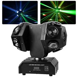 Moving Head Lights 12 10W 4 In 1 RGB LED Beam Laser Moving HeadLight Disco DJ Double Arm Rotating Stage Bar Party Wedding Performance Laserlight Q231107