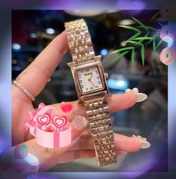 American High-End Quartz Watch Women Stainless Steel Waterproof Clock Small Size Two Pins Tank Series Business Leisure Ultra Thin Rose Gold Colour Bracelet Watches