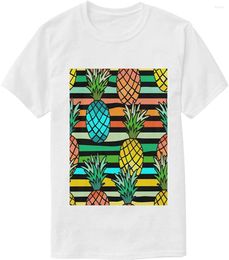 Men's T Shirts Pineapple And Wreath Flowers White T-Shirt Cotton Tee Casual Summer Graphic Tshirts For Men