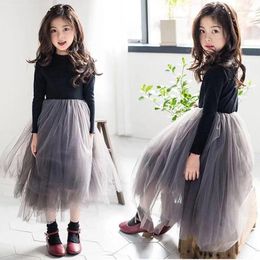 Girl Dresses Fashion Children Girls Long Sleeve Princess Lace Dress Spring Autumn Teen Clothing Baby Ball Party 6 8 10 12 Year