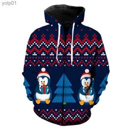 Men's Hoodies Sweatshirts Christmas Style Men's Zipper Hoodie Funny Casual Tops Cool Spring Streetwear Hip Hop Sweatshirts Teens 2022 Hot Sale OversizedL231107