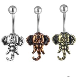 Navel & Bell Button Rings D0744 Elephant Belly Navel Stud Mix Colors Drop Delivery Jewelry Body Jewelry Dhzaz